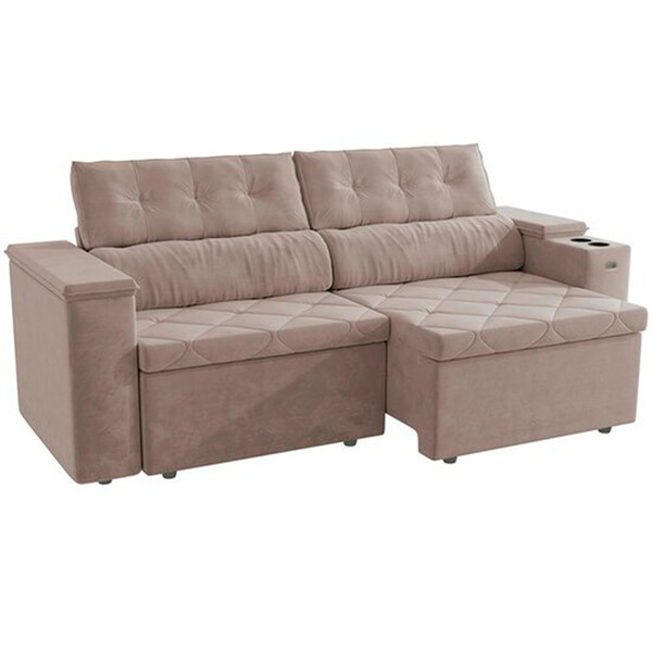 Sofá Roma S211 2,60 Metros Com Braço Baú Kappesberg