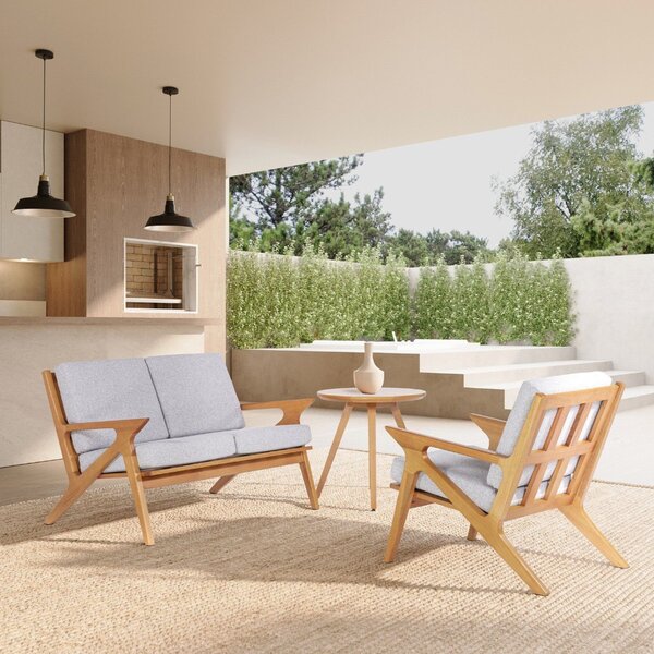 Sofá Sala 2 Lugares 117cm X 85cm X Oslo Verniz Mel/cinza