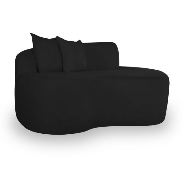 Sofá Sala De Espera Curvo 2 Lugares Bouclé Preto