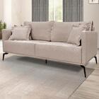 Sofa Sala De Estar Liv 2 Lugares Pes Aço Linho 231 Ezz