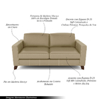 Sofá Sala De Estar Living 3 Lugares 220cm Presley Pés Madeira