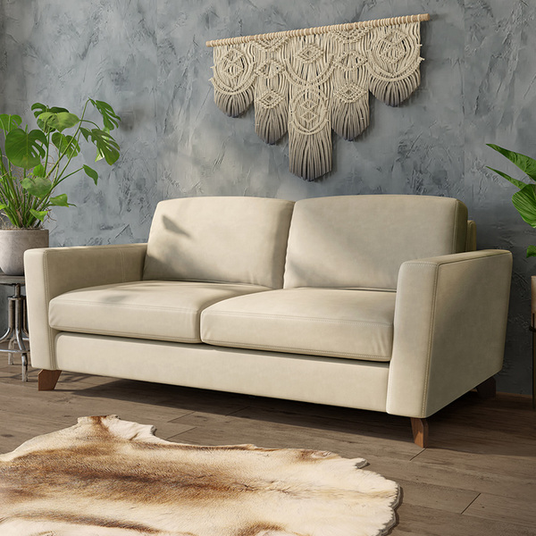 Sofá Sala De Estar Living 3 Lugares 220cm Presley Pés Madeira