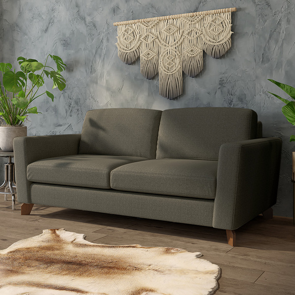 Sofá Sala De Estar Living 3 Lugares 220cm Presley Pés Madeira