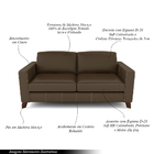 Sofá Sala De Estar Living 3 Lugares 240cm Presley Pés Madeira