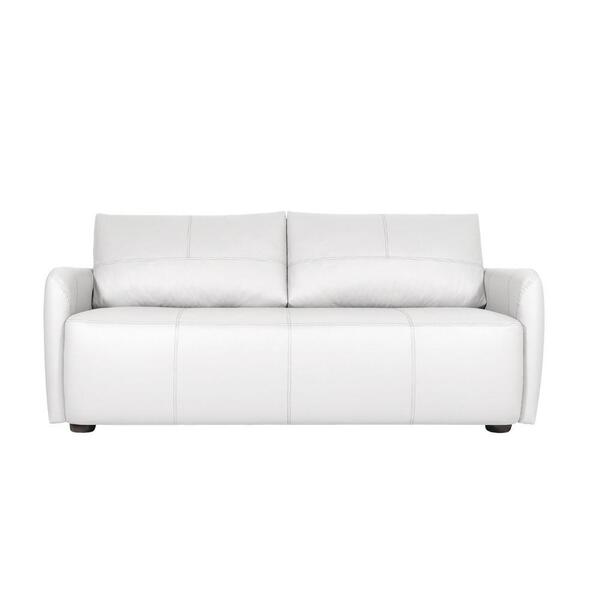 Sofá Sala Living Em  Couro Legitimo 1,60 De 2 Lugares Branco