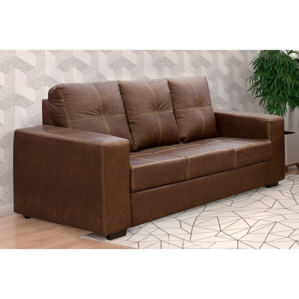 Sofá San Diego 3 Lugares Com 2,00m Em Tecido Pvc Na Cor Marro