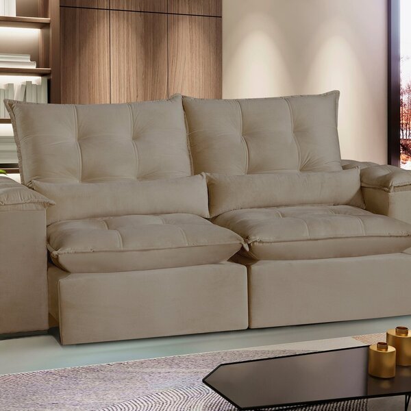 Sofá São Paulo Retrátil E Reclinável Assento Com Molas 270 Cm