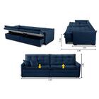 Sofá Sem Caixa Baú Retrátil Reclinável 2,30m Yasmin Veludo Az