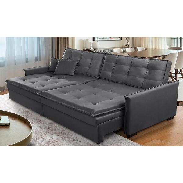 Sofá Sem Caixa Baú Retrátil Reclinável 2,50m Yasmin Veludo Ci