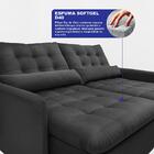 Sofá Sem Caixa Retrátil 1,60m Softgel Celeste Velusoft Preto