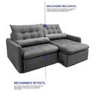 Sofá Sem Caixa Retrátil 1,80m Softgel Celeste Velusoft Cinza