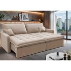 Sofá Sem Caixa Retrátil 1,80m Softgel Luna Velusoft Bege Cama