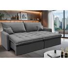 Sofá Sem Caixa Retrátil 1,80m Softgel Luna Velusoft Cinza Cam