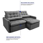 Sofá Sem Caixa Retrátil 2,00m Softgel Celeste Velusoft Cinza