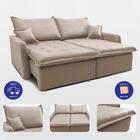 Sofá Sem Caixa Retrátil 2,00m Softgel Luna Velusoft Bege Cama