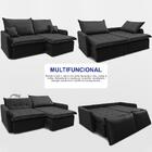 Sofá Sem Caixa Retrátil 2,00m Softgel Luna Velusoft Preto Cam