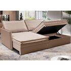 Sofá Sem Caixa Retrátil Baú 1,55m Lounge Linho Bege Escuro Ca