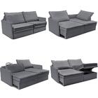 Sofá Sem Caixa Retrátil Baú 1,75m Lounge Linho Cinza Escuro C