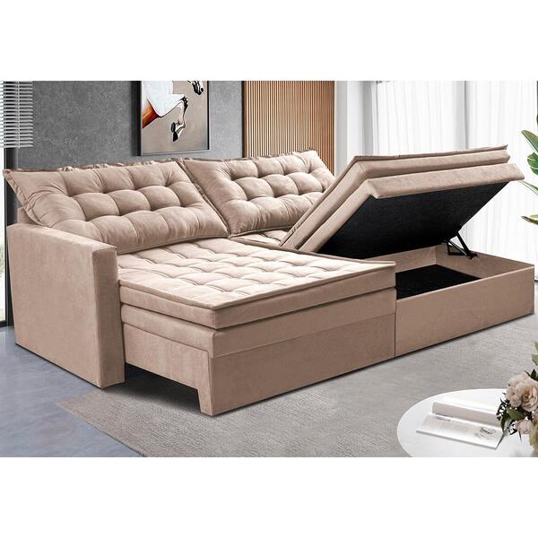 Sofá Sem Caixa Retrátil Baú 1,80m Cama Inbox Secret Suede Vel