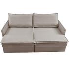 Sofá Sem Caixa Retrátil Baú 1,95m Lounge Linho Bege Claro Cam