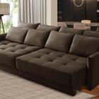 Sofá Sem Caixa Retrátil Reclinável 2,10m Cairo Veludo Marrom