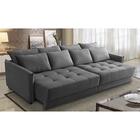 Sofá Sem Caixa Retrátil Reclinável 2,10m Carol Veludo Cinza A