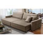 Sofá Sem Caixa Retrátil Reclinável 2,10m Karen Veludo Cappucc