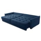 Sofá Sem Caixa Retrátil Reclinável 2,30m Cairo Veludo Azul Mi