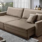 Sofá Sem Caixa Retrátil Reclinável 2,30m Cancún Veludo Cappuc