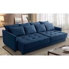 Sofá Sem Caixa Retrátil Reclinável 2,30m Carol Veludo Azul Ad