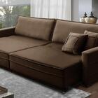 Sofá Sem Caixa Retrátil Reclinável 2,50m Cancún Veludo Marrom