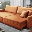 Sofá Sem Caixa Retrátil Reclinável 2,50m Cancún Veludo Terrac