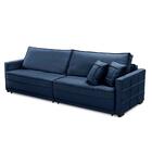 Sofá Sem Caixa Retrátil Reclinável 2,50m Karen Veludo Azul Ad