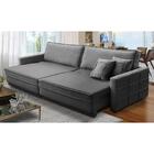 Sofá Sem Caixa Retrátil Reclinável 2,50m Karen Veludo Cinza A