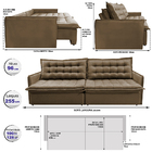 Sofá Sem Caixa Retrátil Reclinável 2,55m Cama Inbox Versátil