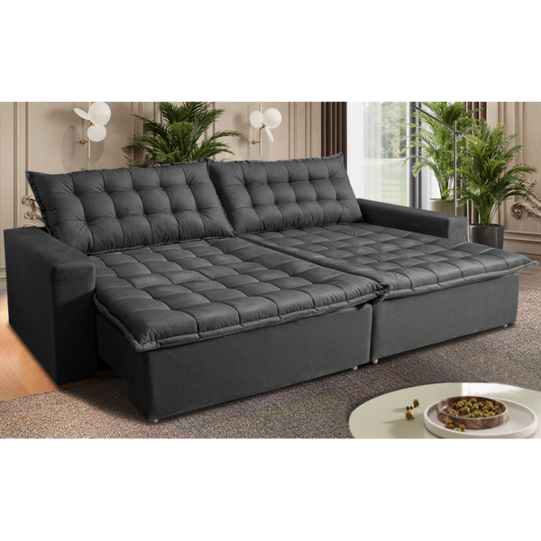 Sofá Sem Caixa Retrátil Reclinável 2,75m Cama Inbox França Ve