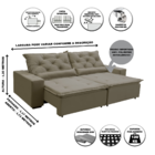 Sofá Sevilha Retratil E Reclinavel 2,92 Mts Suede Castor Caro