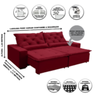 Sofá Sevilha Retratil E Reclinavel 2,92 Mts Suede Vermelho Ca