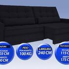 Sofá Silver 2,40m Retrátil E Reclinável Velosuede Preto - Net