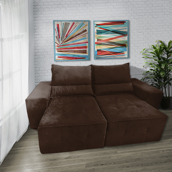 Sofá Soft Slin 200cm Retrátil E Reclinável Marrom