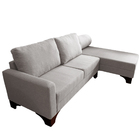 Sofá Suécia Chaise Direita Base Madeira Linho Cinza Claro