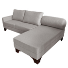 Sofá Suécia Com Chaise Direita Base Em Madeira Linho Cinza Cl