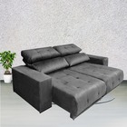 Sofá Suede Cinza 3 Lugares Retrátil Reclinável New York