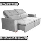 Sofá Summit Retrátil E Reclinável 2,20 M Veludo Cinza
