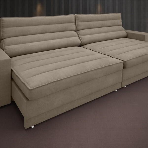 Sofá Supreme 2,10m Assento Retrátil E Reclinável Velosuede Ca