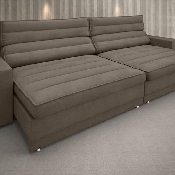 Sofá Supreme 2,10m Assento Retrátil E Reclinável Velosuede Ma