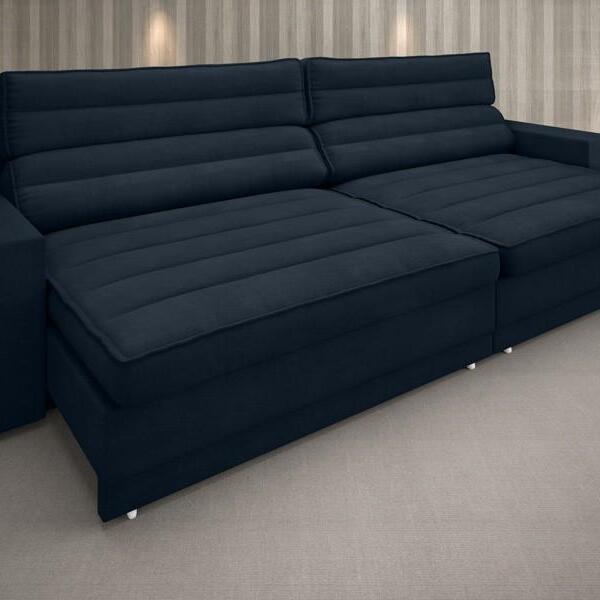 Sofá Supreme 2,50m Assento Retrátil E Reclinável Velosuede Pe