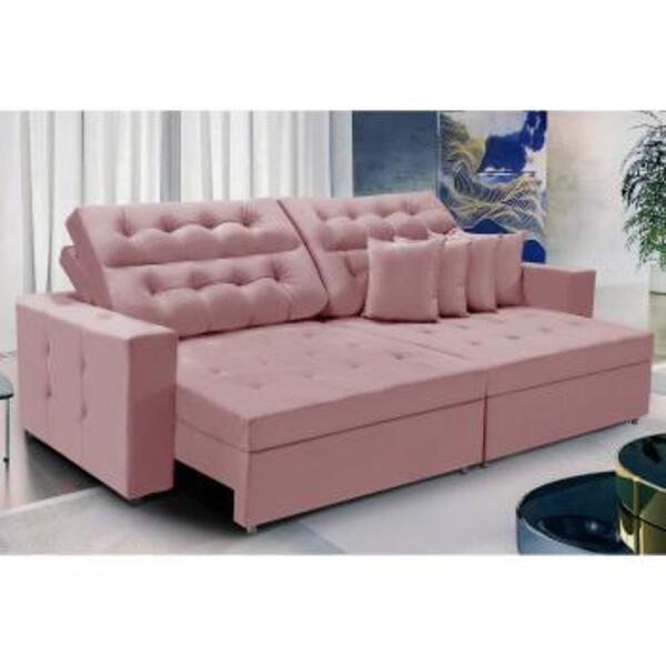 Sofá Texas 2.30m Retrátil E Reclinável - Rosê
