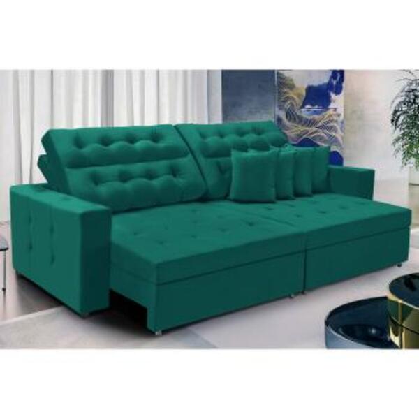 Sofá Texas 2.30m Retrátil E Reclinável - Verde