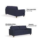 Sofá Texas Com Tecido Poliéster 220 Cm - Azul Marinho